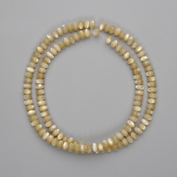 Beige mother-of-pearl rondelle beads, 5x3 mm, 40 cm strand