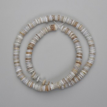 Skafarka shell rondelle beads, diameter 6 x 1–1.5 mm, length 39 cm on beading thread