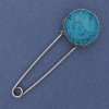 Turquoise Brooch Pin, 78 × 24 mm, silver-tone metal