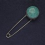 Turquoise Brooch Pin, 78 × 24 mm, silver-tone metal