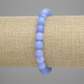 Aquamarine bracelet with faceted round beads 7.5 mm, length 18 cm, stretch