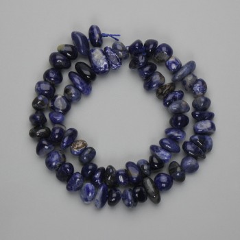 Sodalite beads, faceted, 8–16×5–7 mm, 5 mm ±, on a thread