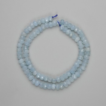 Aquamarine faceted rondelle beads 6x4 mm, 38 cm on thread