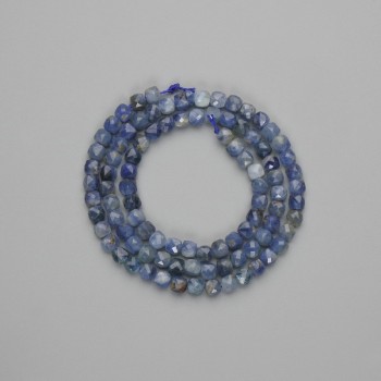 Kyanite beads, faceted cube 4x4 mm, length about 39 cm, on thread