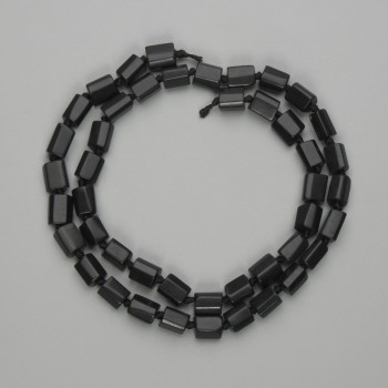 Shungite beads, faceted cut 7–8×5–6 mm, on thread, 40 cm long