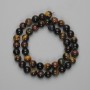 Beads of Bull's-Eye, Tiger's Eye and Hawk's Eye, Smooth 8mm Round Beads, 38 cm on Thread