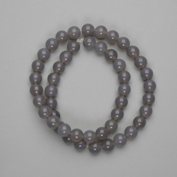 Smoky agate beads, smooth round 8 mm, 36 cm length on beading thread