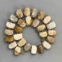 Fossilized Coral Beads, Faceted, 16–19×11–12 mm, with 4 mm Seed Beads, 40 cm Length, on a Thread