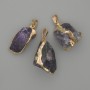 Amethyst Pendant with Raw Stone – approx. 43x28 mm, +/- assorted sizes, gold-tone metal