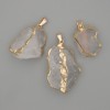 Pendant with Rock Crystal, Unpolished Stone ~ 40×28 mm +/- Assorted Sizes, Gold-Tone Metal