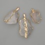 Pendant with Rock Crystal, Unpolished Stone ~ 40×28 mm +/- Assorted Sizes, Gold-Tone Metal