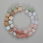 Assorted Beads Chalcedony, Opalite, and Rose Quartz Cubes 8x8 mm +/- Seed Beads 3 mm +-, Length 38 cm +/- on Thread
