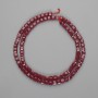 Ruby Beads (Corundum) Faceted Cube 4x4 mm, 38 cm long on thread
