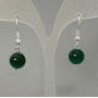 Earrings with Green Cat's Eye, Smooth Bead, 10mm diameter, 30mm+ length