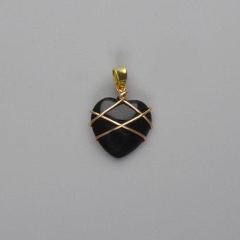 Heart Pendant in Wire-Wrapped Agate, 21x21 mm, diameter about 30 mm