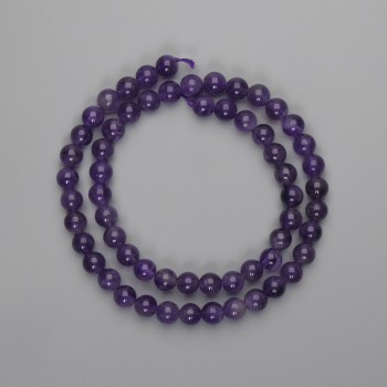 Amethyst Beads, Smooth Round, 6mm, 38 cm length