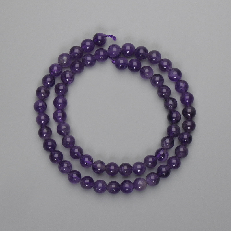 Amethyst Beads, Smooth Round, 6mm, 38 cm length