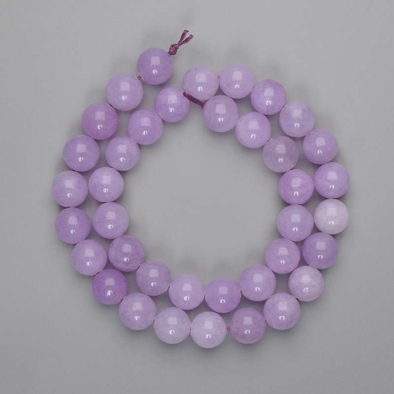Kunzite beads, smooth round 10mm, length 38 cm