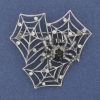 Spider on the Web Brooch with White and Black Rhinestones, Silver-Toned Metal 43x43mm+