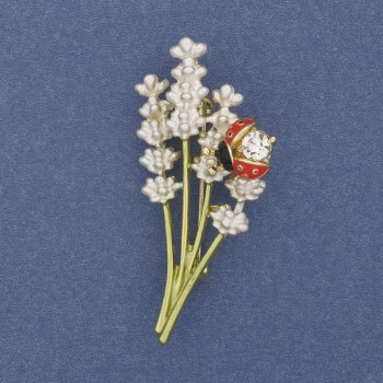 Brooch-pendant 'Bouquet with Sun' enamel, gold-tone metal, 52x27mm+