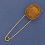 Amber imitation brooch pin (artificial) 76×22 mm ± gold-tone metal
