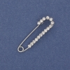 Silver-tone brooch pin with white rhinestones 36x10mm
