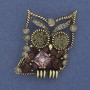 Brooch 'Owl' with Rhinestones, Bronze-tone, diameter 40×30 mm