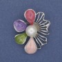 Brooch-pendant Flower with Pearl, enamel on silvery metal, 40×32 mm+