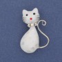 Cat Halite Brooch, Silver Metal, 38×25 mm