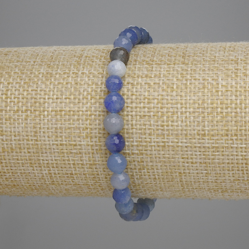 Blue Aventurine Bracelet with a Faceted Bead, 6 mm diameter, length 18 cm ± stretch