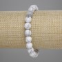 Cacholong Bracelet with Faceted Round Beads, 8 mm ±, Length 18 cm ±, Stretch