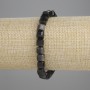 Bracelet in Silvery Obsidian, Faceted Cube, 6×6 mm, 18 cm length, stretch