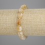 Stretch Bracelet with Faceted Citrine Cubes, 8.5 mm diameter, 3 mm seed beads, length 18 cm ±