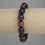 Bracelet with Bull's Eye, Tiger's Eye, and Hawk's Eye beads, smooth beads, diameter 12 mm, length 18 cm, stretch bracelet
