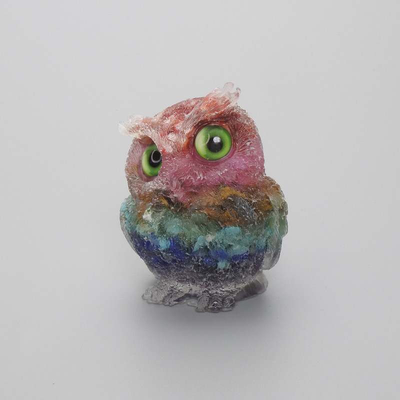 Souvenir Owl Figurine Made from Recycled Assorted Stone Chips, diameter 60×50×40 mm+