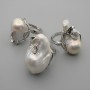 Baroque Pearl Stud Earring in a Silver-Tone Setting, Assorted Shapes and Sizes of Pearl ~, Diameter 23-25×18 mm ± b/r