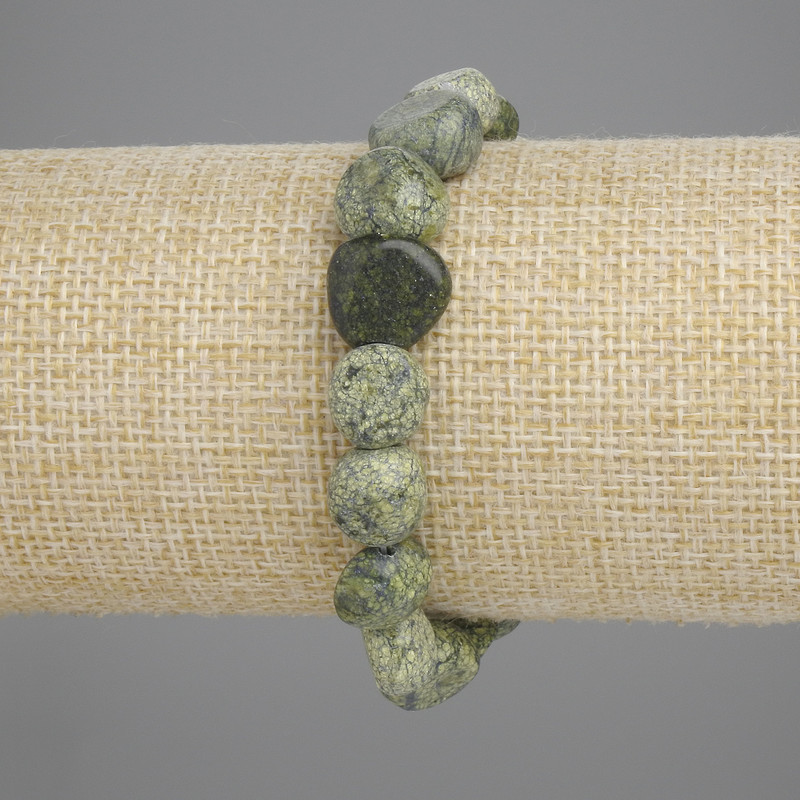 Serpentine Bracelet, Tumbled, diameter 10-12×10-11 mm, 5 mm ±, length 18 cm ±, stretch