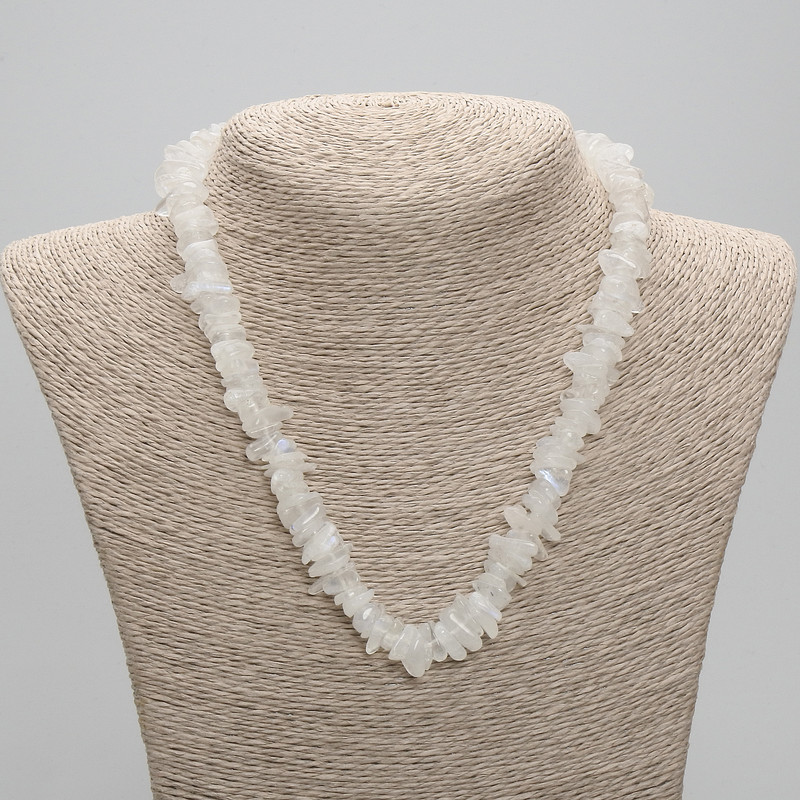 Adularia chips necklace, 8-12×2-4 mm diameter, length 45 cm +/- with clasp