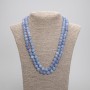 Long Aquamarine Necklace with Smooth 8 mm Beads, 114 cm Length