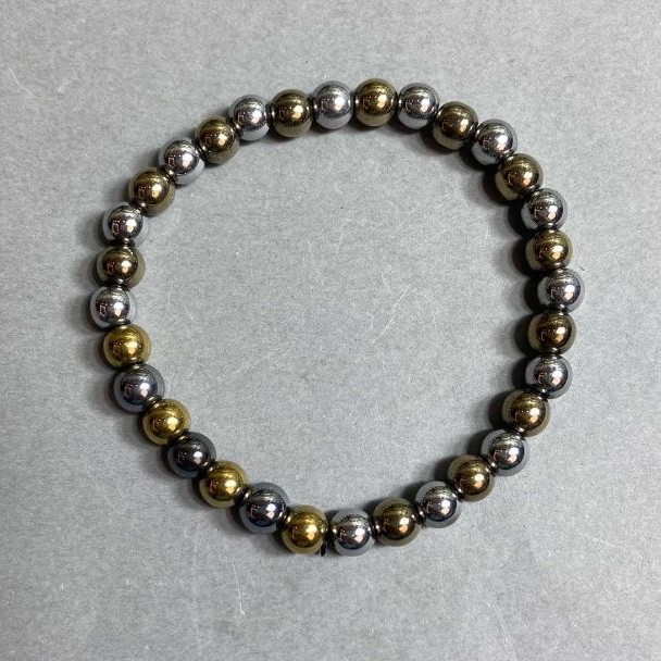 Hematite Bracelet with Smooth 6mm Beads, 18 cm, Stretch
