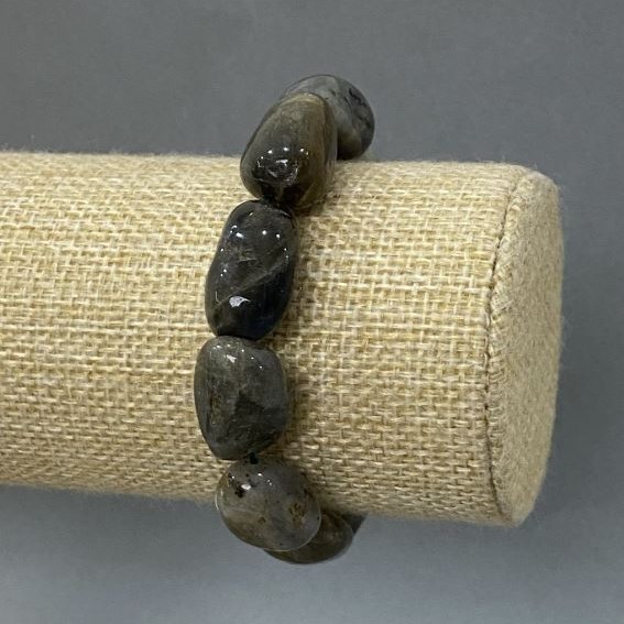 Labradorite Bracelet, Tumbled Beads 17–21×10–14 mm ±, Length 18 cm ±, Stretch