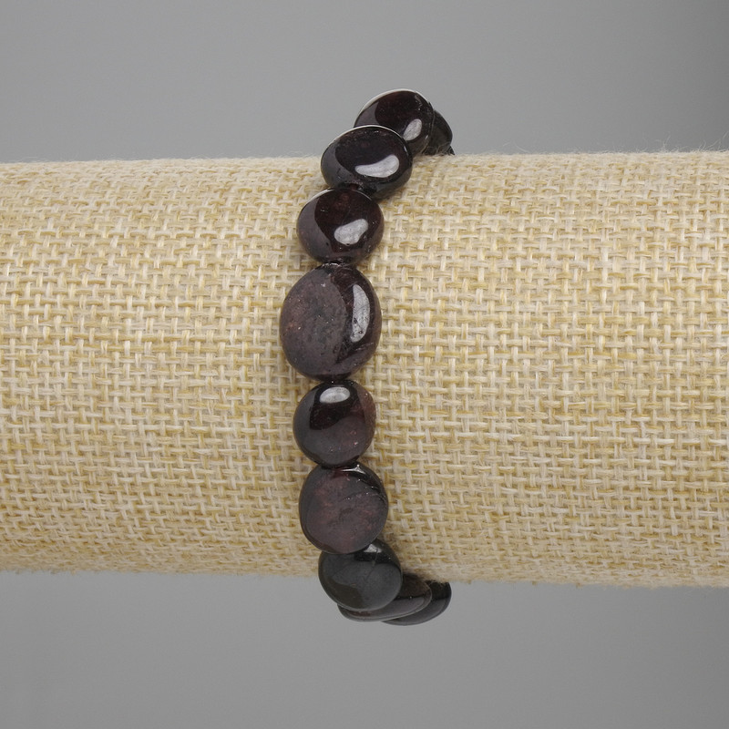 Garnet Faceted Bracelet, bead diameter 10-14×10-12 mm ±, length 18 cm ±, stretch