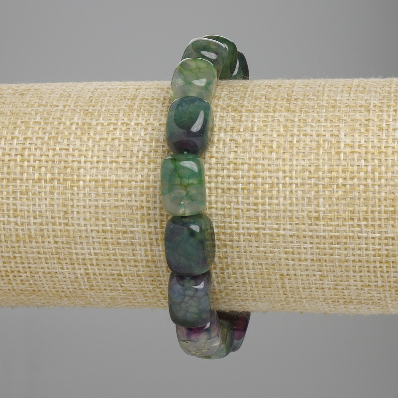 Agate slab bracelet, 11–13 mm, 5×8 mm, 5–9 mm ±, length 18 cm ±, stretch