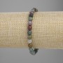 Moss Agate Bracelet with Faceted Beads, 6 mm Diameter, 18 cm Length, Elastic