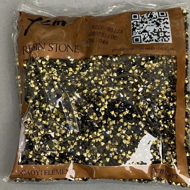 Black rhinestones, 3 mm diameter, packaging 105 g (±)