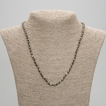 Pyrite Necklace with Faceted Beads 4 mm+-, length 45 cm+- with clasp