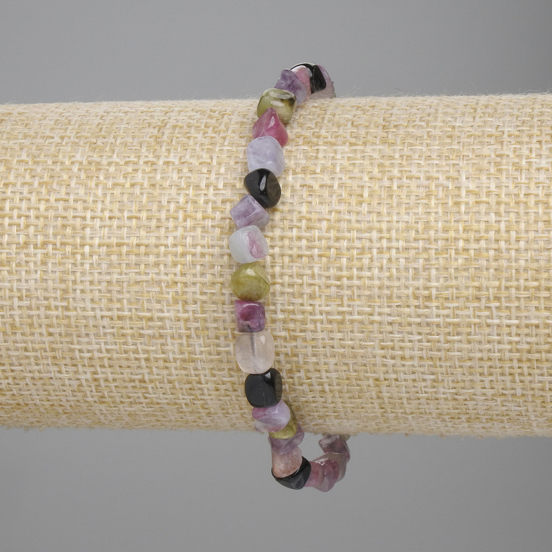 Tourmaline Faceted Bead Bracelet, 6–7×5–6 mm ±, Length 18 cm ±, Stretch