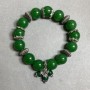 Chrysoprase bracelet with smooth 12mm beads ± with metal inlays, length 18cm ± stretch