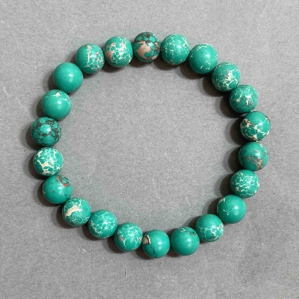 Variscite Bracelet, Smooth 8 mm Beads, 18 cm Stretch