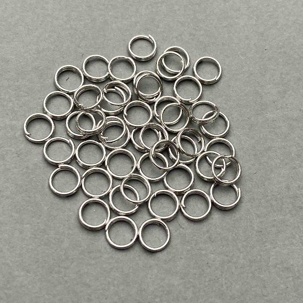 Spring-loaded Jump Ring, 6 mm diameter, silver-colored metal, 20 g packaging